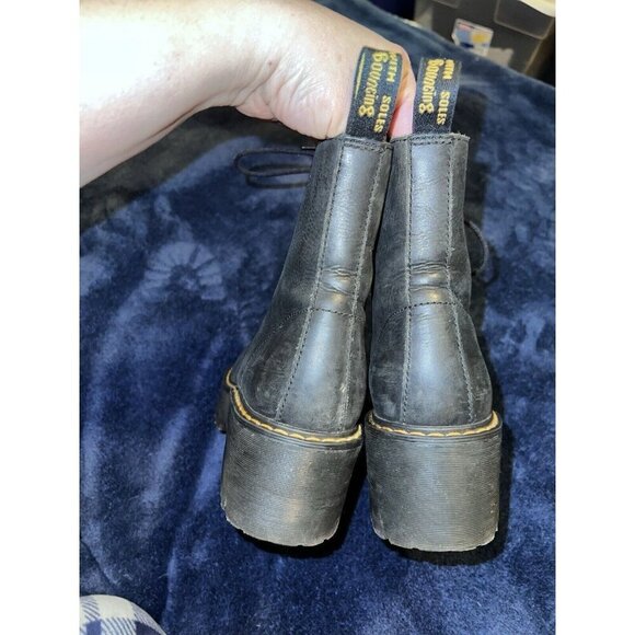 DR MARTENS Shriver Hi Black Burnished Wyoming Leather Boots Women 7 US - Picture 6 of 14